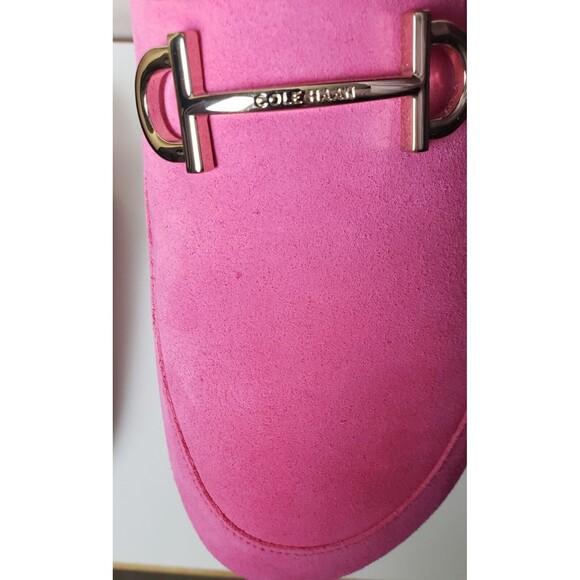 Cole Haan Womens Slip On Ada Mule Pink Suede Shoes Gold Tone Horsebit 9 10B - Picture 10 of 10